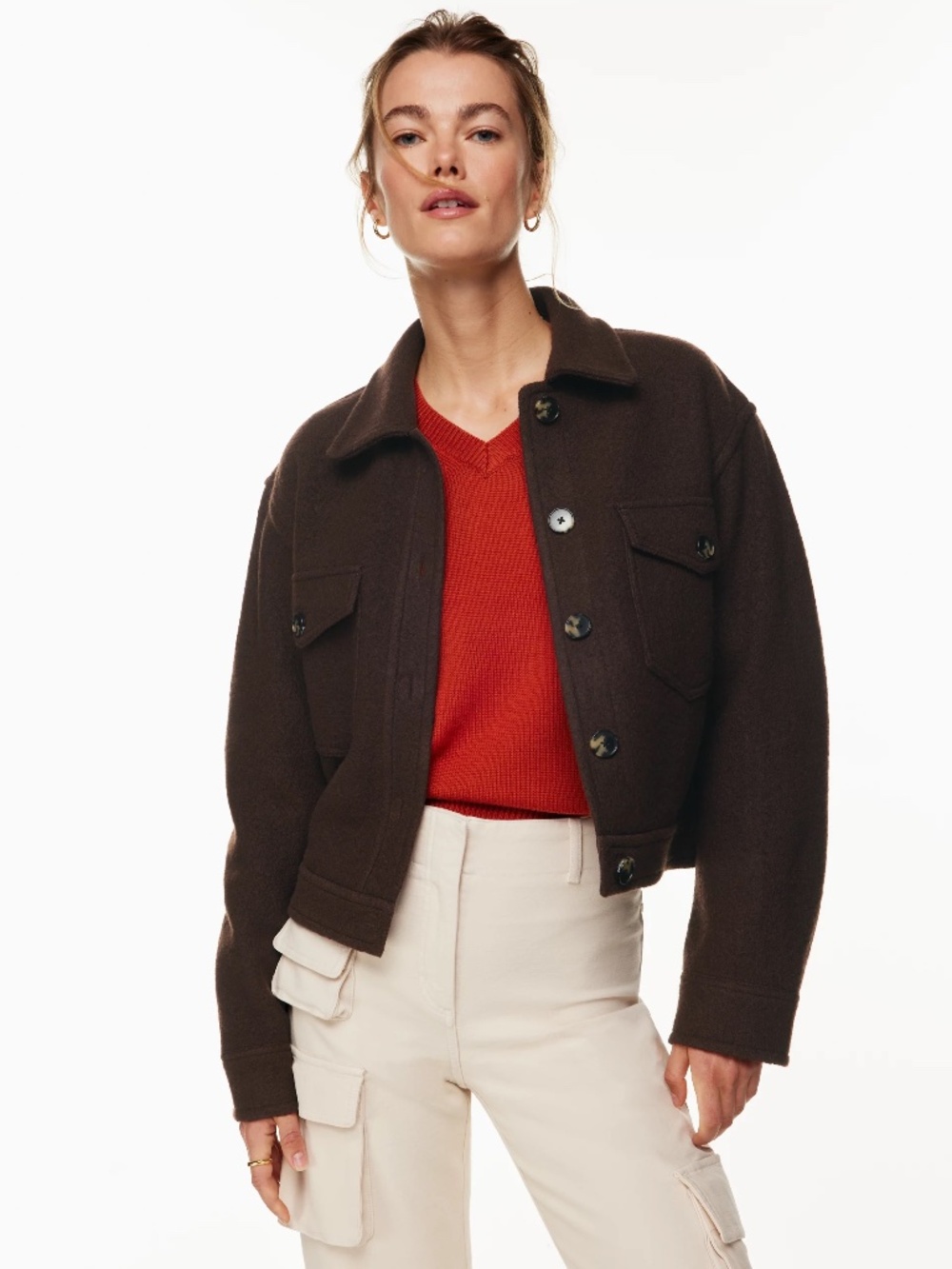 Wilfred Free Autumn Shirt Jacket, Small, Dark Brown